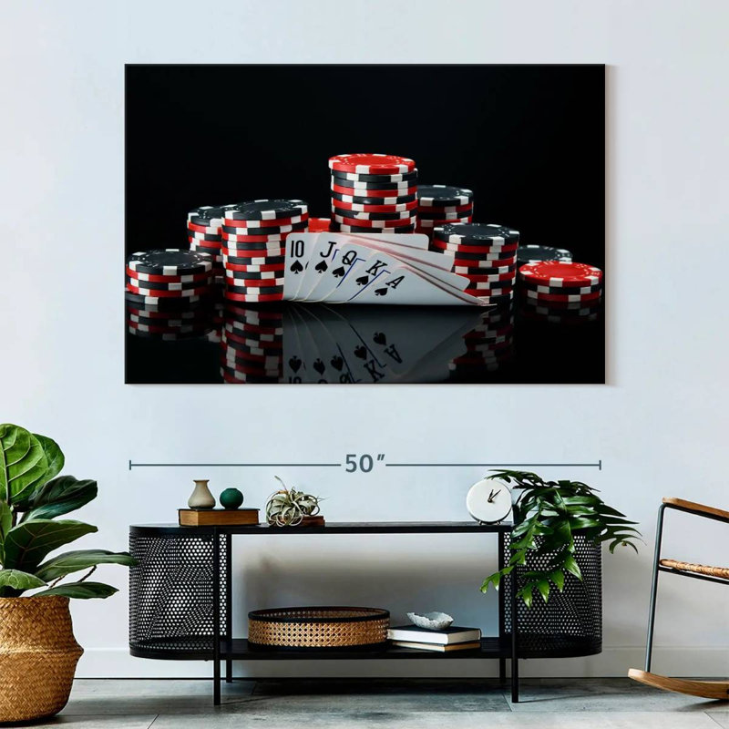 Poker sur toile, H 34 po x l 51 po x P 1,25 po