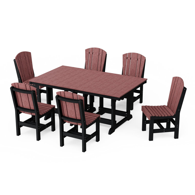 Heritage 7-Piece Side Chair Rectangular Dining Set, Cherrywood/Black