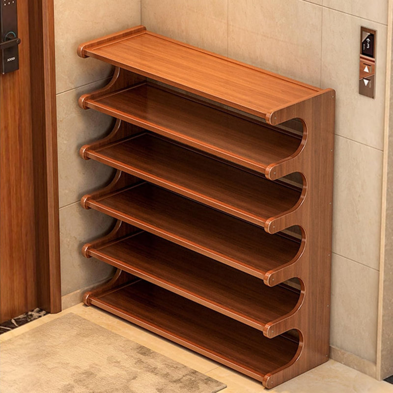6-Layer Independent Tier Wood Shoe Rack, Space-Saving Vertical Storage Unit for Entryway & Hallway, Brown