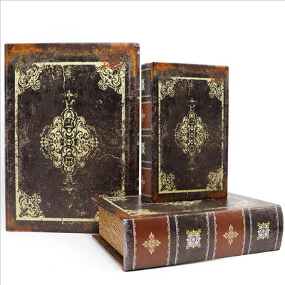 Wooden Decorative Book Boxes 3-Pack