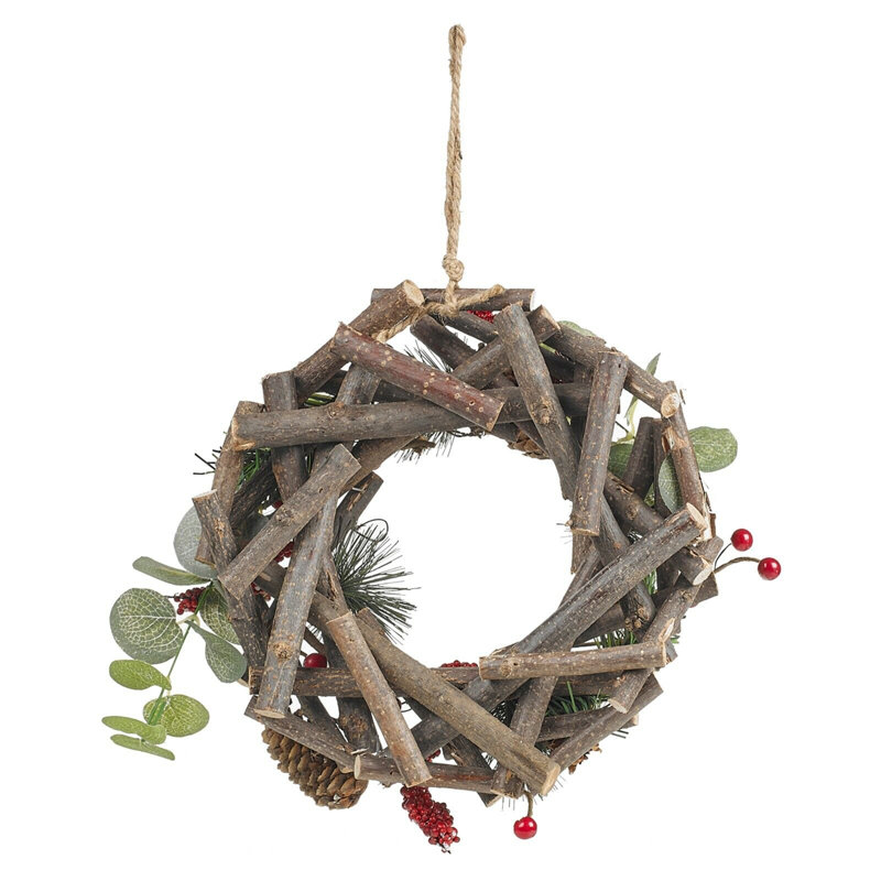 Faux Pinecone Pinecones 22cm Wreath, White