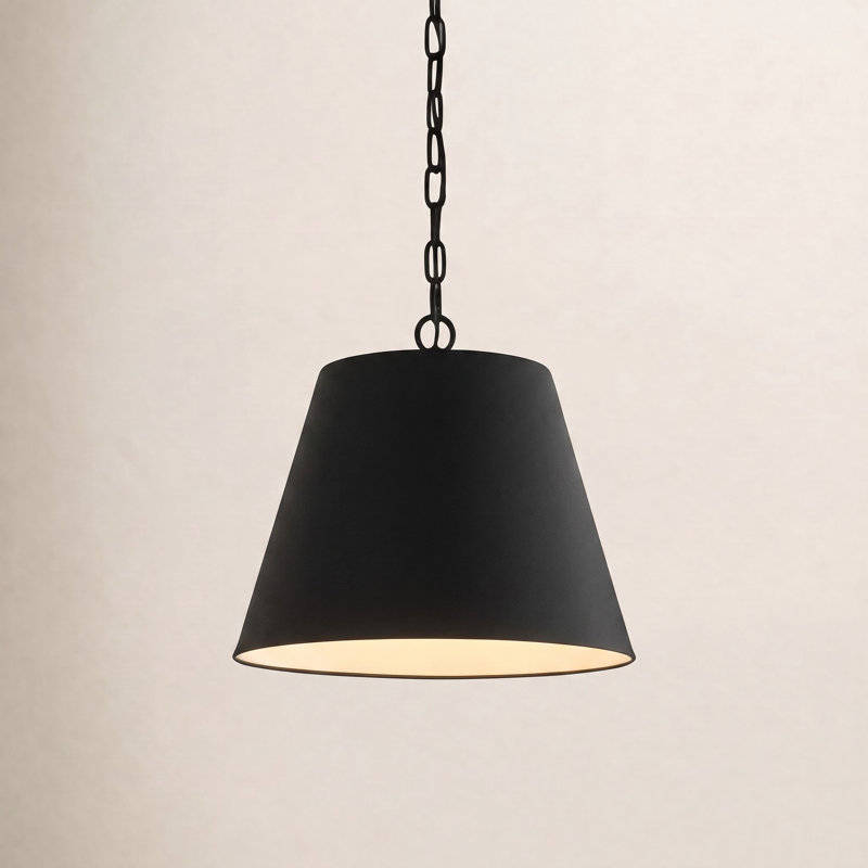 1-Light 12"W Matte Black Modern Cone Pendant for Kitchen Island, 16" H x 20" W x 20" D, Matte Black