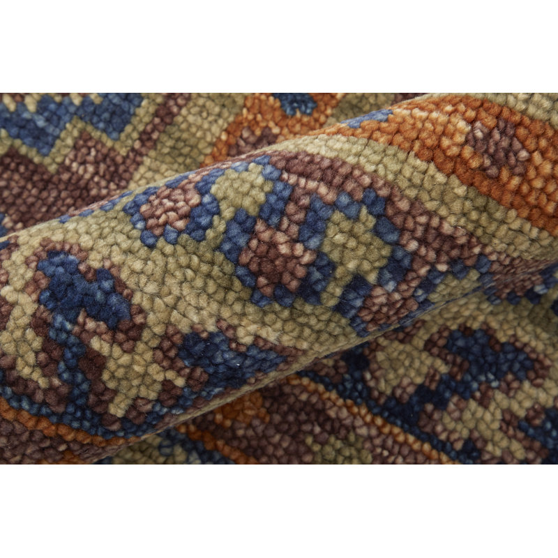 Naleia Wool Geometric Area Rug in Red, Rectangle 12' x 15'