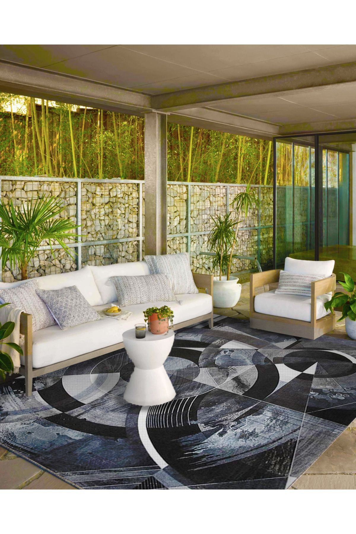 Hokku Designs Glass Crystal Pattern Woven Base and Washable Area Rug ...
