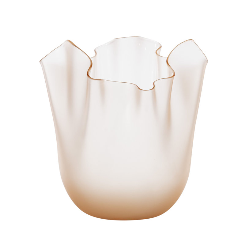 Venini Fazzoletto Vase, 9.45" H x 7.87" W x 7.87" D, Milk White