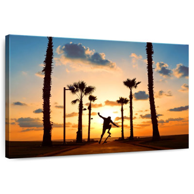 Skateboarding Sunset Shadow
