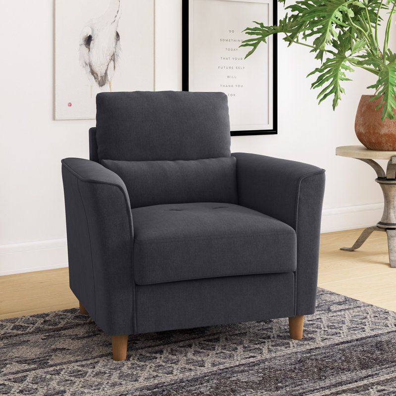 Fauteuil en polyester 35 po Alennah, Polyester 100 % gris foncé, H 36 po x l 35 po x P 31 po