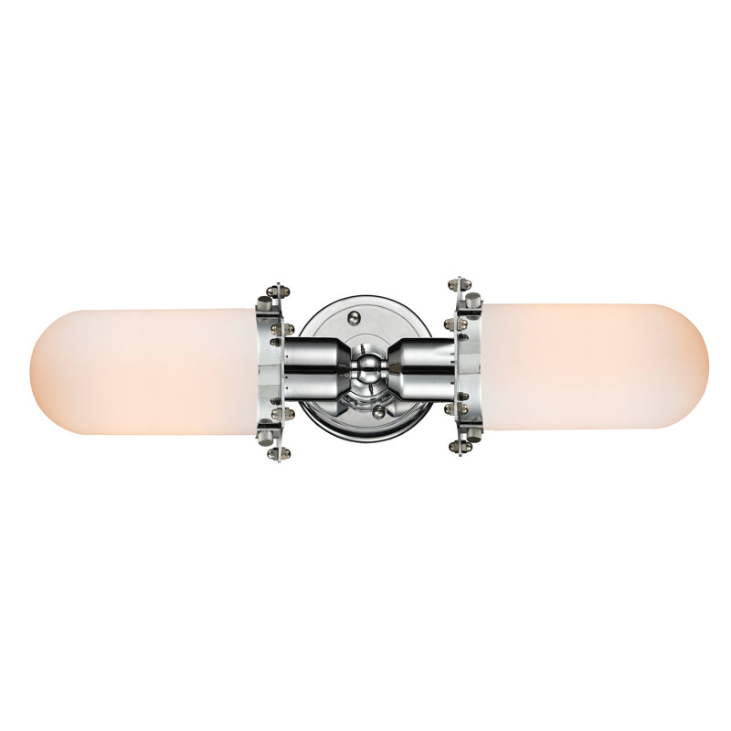 Éclairage pour meuble-lavabo 2 lumières Mikell, Blanc mat, Chrome poli
