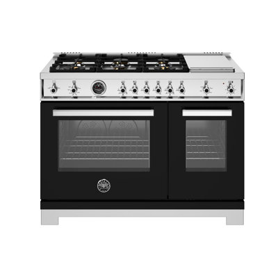 Professional Series All-Gas Range 48"" - 6 Brass Burners + Electric Griddle - Gas Oven -  Bertazzoni, PRO486BTFGMNET