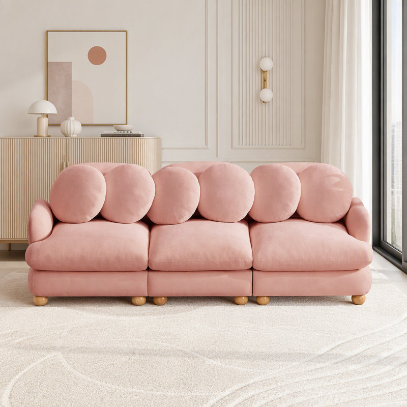 Canapé modulaire modulaire avec revêtement en chenille, Pink Chenille