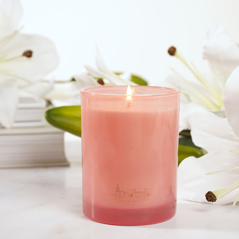 Scented Jar Candle with Glass Holder, Dark Pink