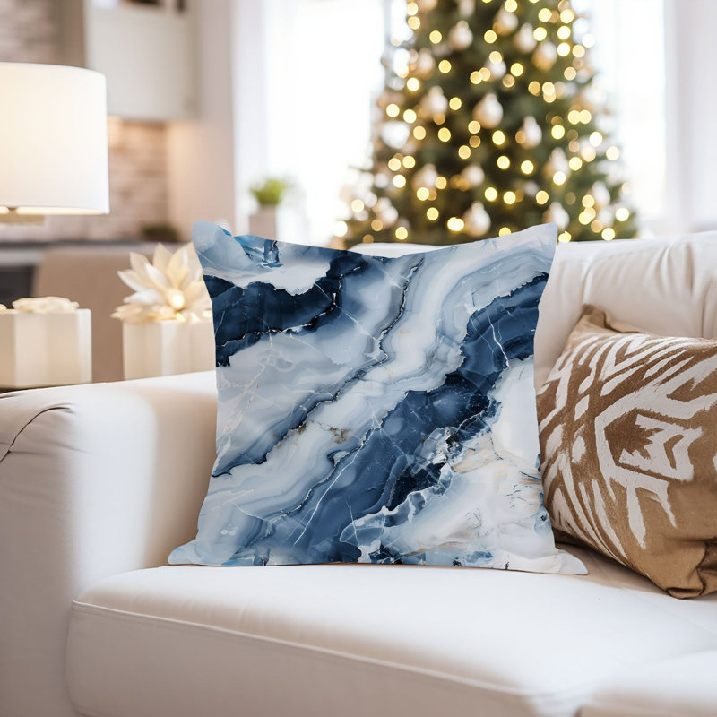 Abstract Blue Marble Geode Crystal VII Modern, 18"H x 18"W