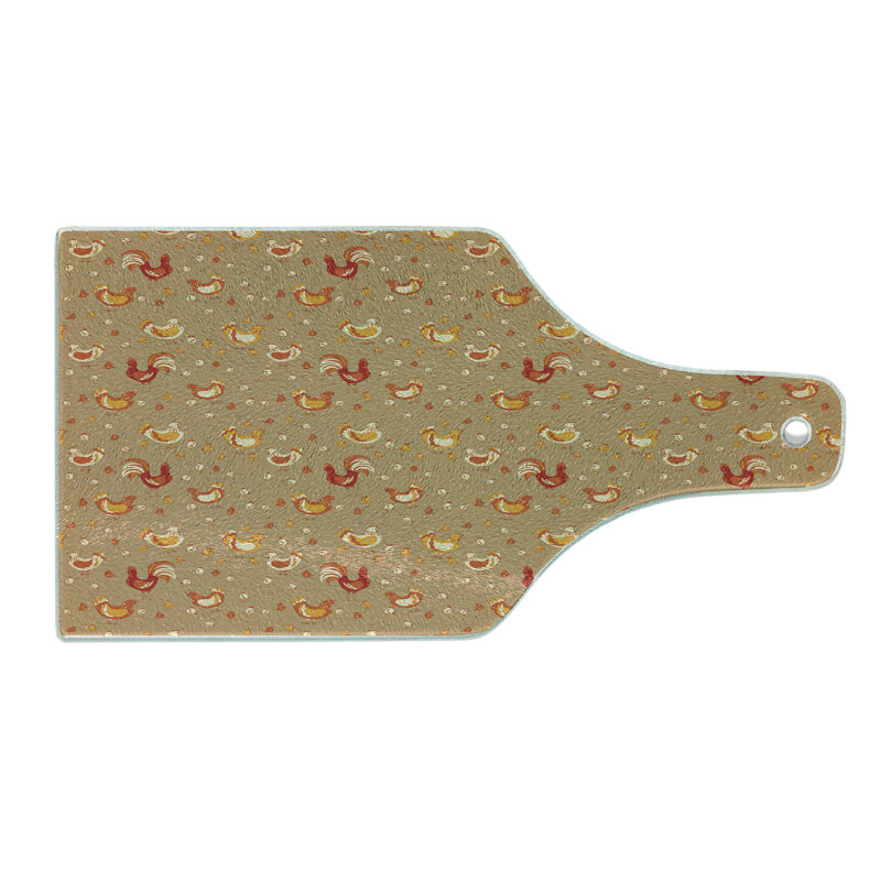 Hen and Chicks Tempered Glass Wine Bottle Cutting Board