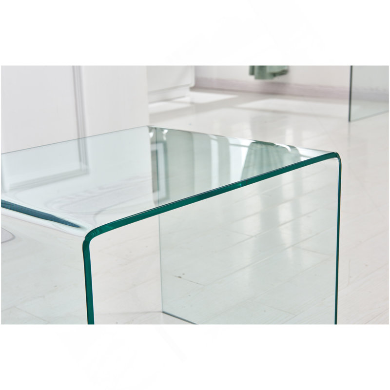 Table de bout transparente, table d'appoint en verre trempé transparent trempé
