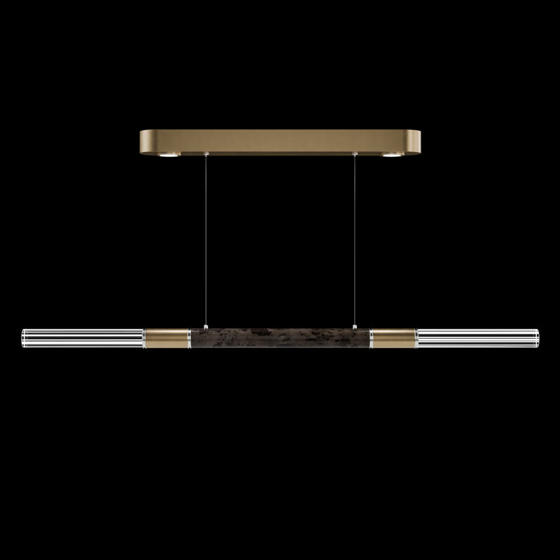 Antonia 62"W Linear Pendant, Nickel/Gold Leaf/Charcoal