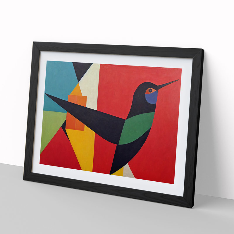 Hummingbird In Abstract Vol.2 - Single Picture Frame Print, Black, 34cm H x 46cm W x 2cm D