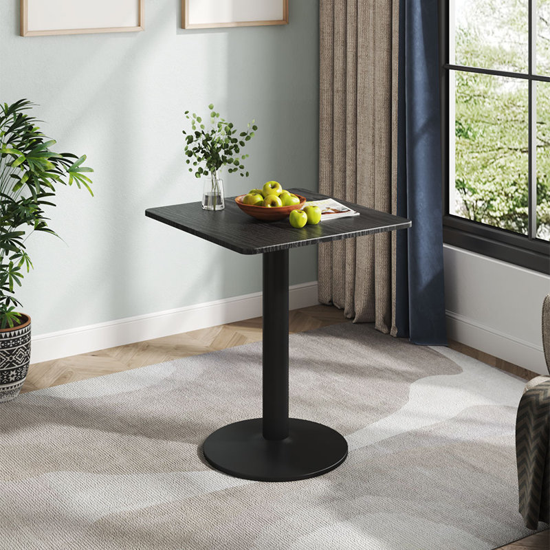 Milini Unfinished Metal Base Dining Table, Black, Black