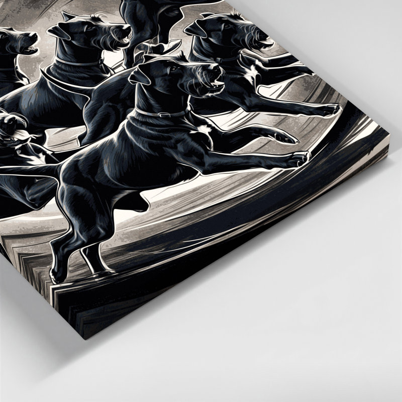 «Dogs Manchester Terrier», art mural sur toile grise, 24" H x 36" W