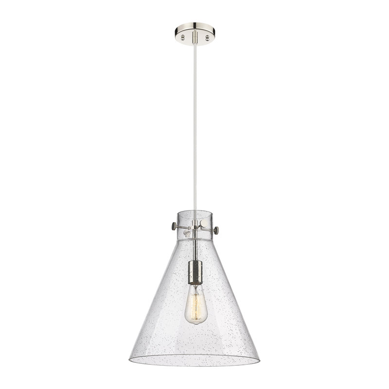 1 - Light Single Drop Pendant Pendant, 16.5" H x 14" W x 14" D, Seedy, Polished Nickel