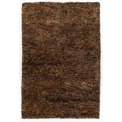 Tapis brun en laine à poils longs fabriqué à la main Wunderlich