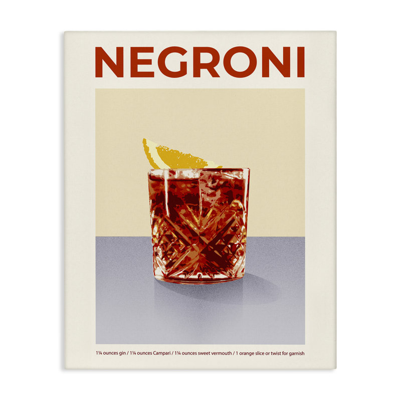 Toile cocktail classique Negroni, design par Victoria Barnes, H 30 po x l 24 po