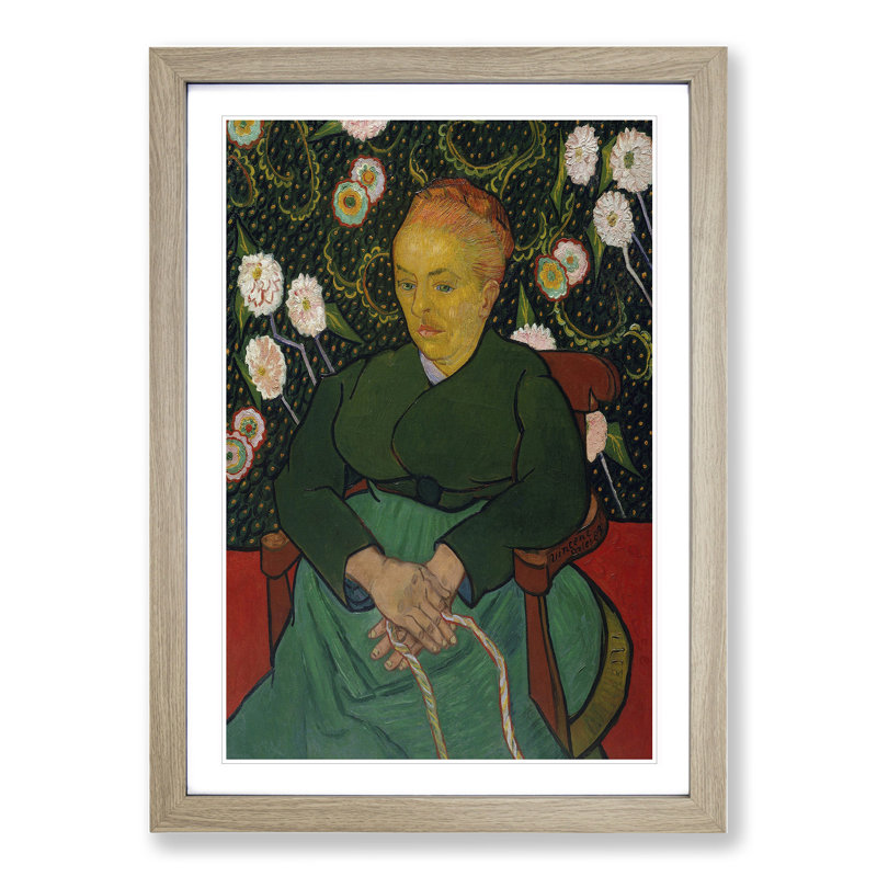 Seated Woman by Vincent Van Gogh - Picture Frame Painting, 65cm H x 48cm W x 2cm D, Oak Framed