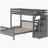 Double bunk bed with ladder, gray-1152706012