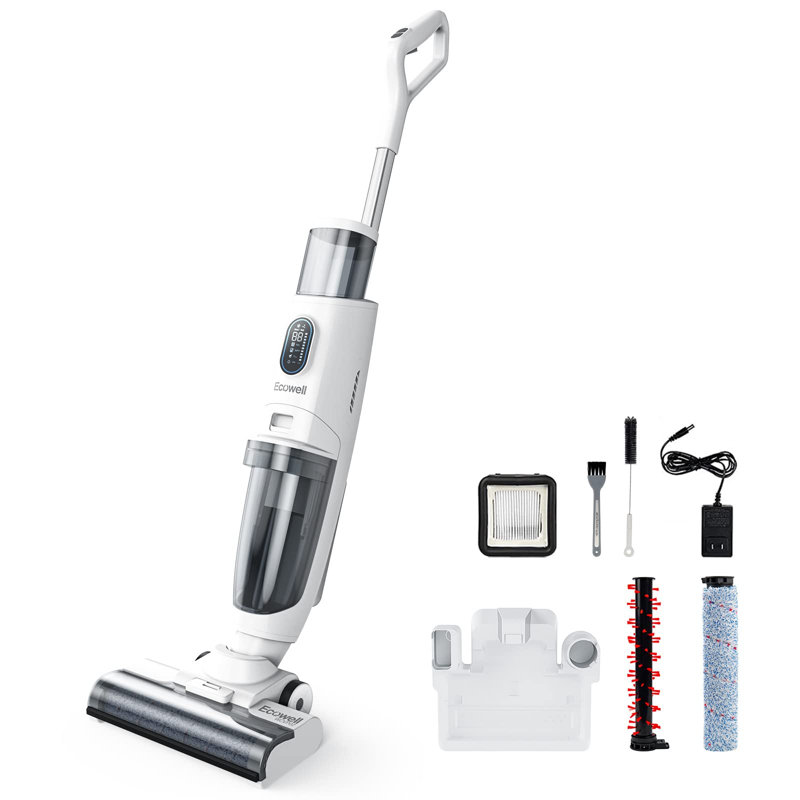 ECOWELL Cordless Wet Dry Vacuum Cleaner and Mop with LED Display & Voice Assistant, Self-Cleaning Upright Vac for for Multi-Surface Cleaning WCVP02