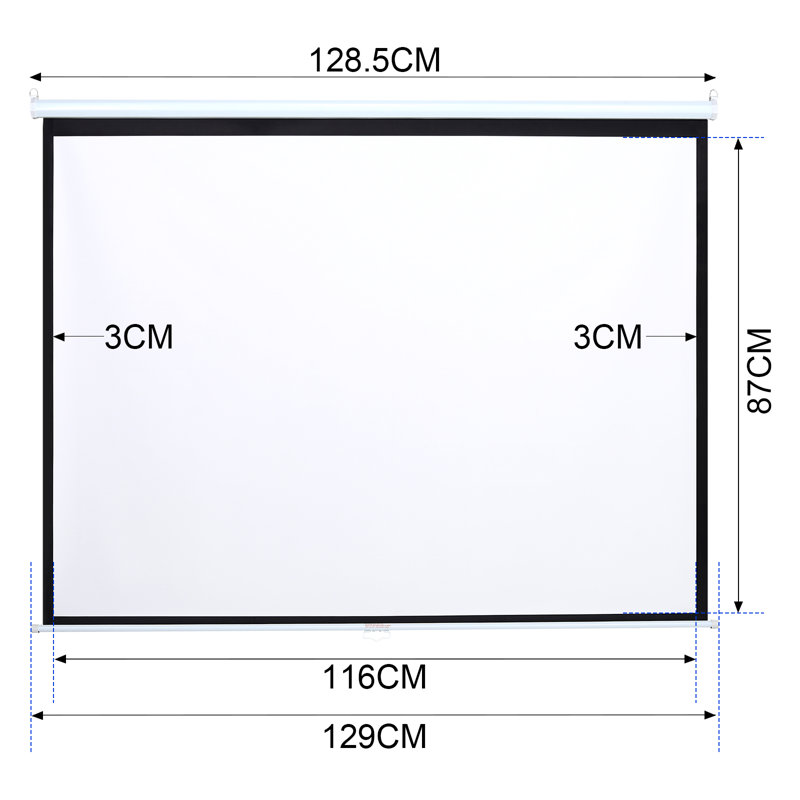 Deidra White Manual Projection Screen, 87cm H x 129cm W