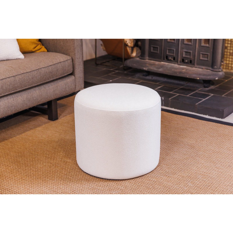 Upholstered Pouf, Cream Boucle