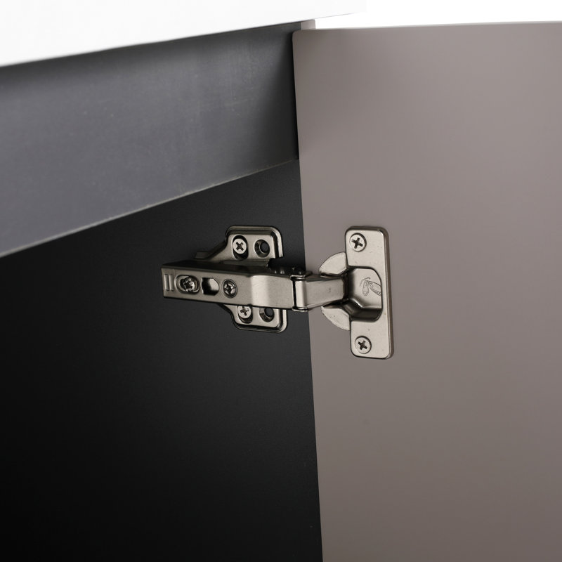 36" Bathroom Vanity In Khaki Color. Resin Sink & 2 Soft-Close Cabinet Doors. Modern Style, Spacious Storage. Basin, Hinges, Elegant Metal Handles. Plywood. Assembly Required Freestanding With White