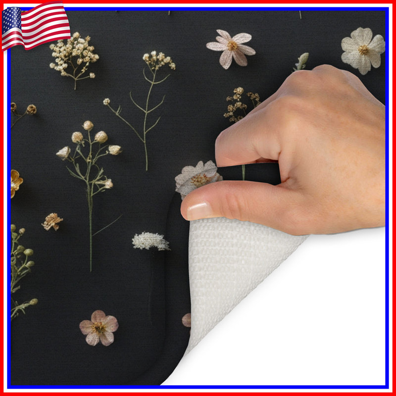 Tapis de bain à motif floral pressé, L 34 po x L 21 po