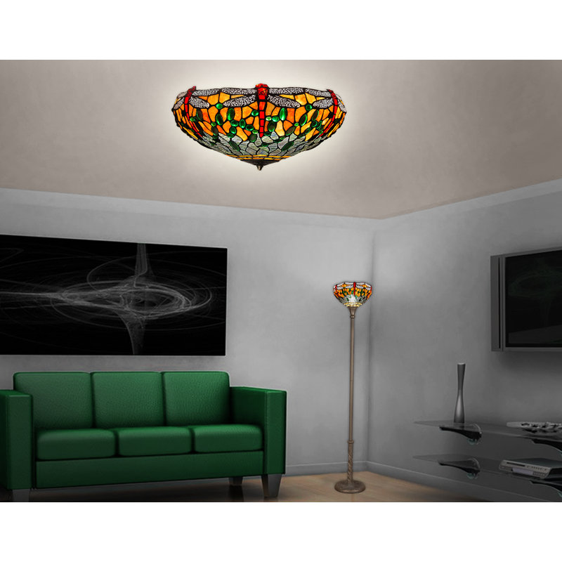 Cora Glass Flush Mount, Yellow/Green/Red