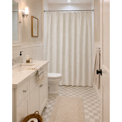 Waterproof Linen Shower Curtain – No More Soaked, Clingy Fabric, Thick Water-Shedding 72 x 78 Inch Bath Curtain for Tub & Shower