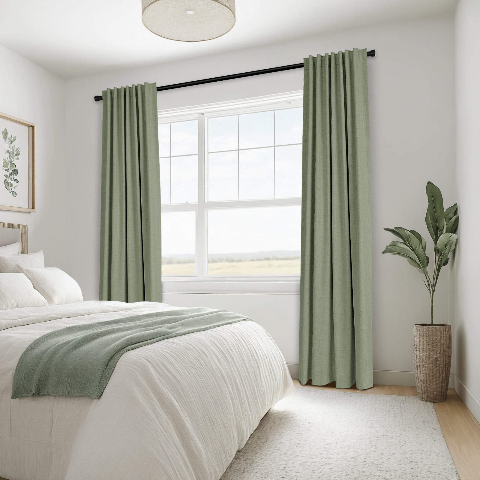 Graciella Faux Linen Blackout Curtain Set, 50" W x 108" L, Oatmeal