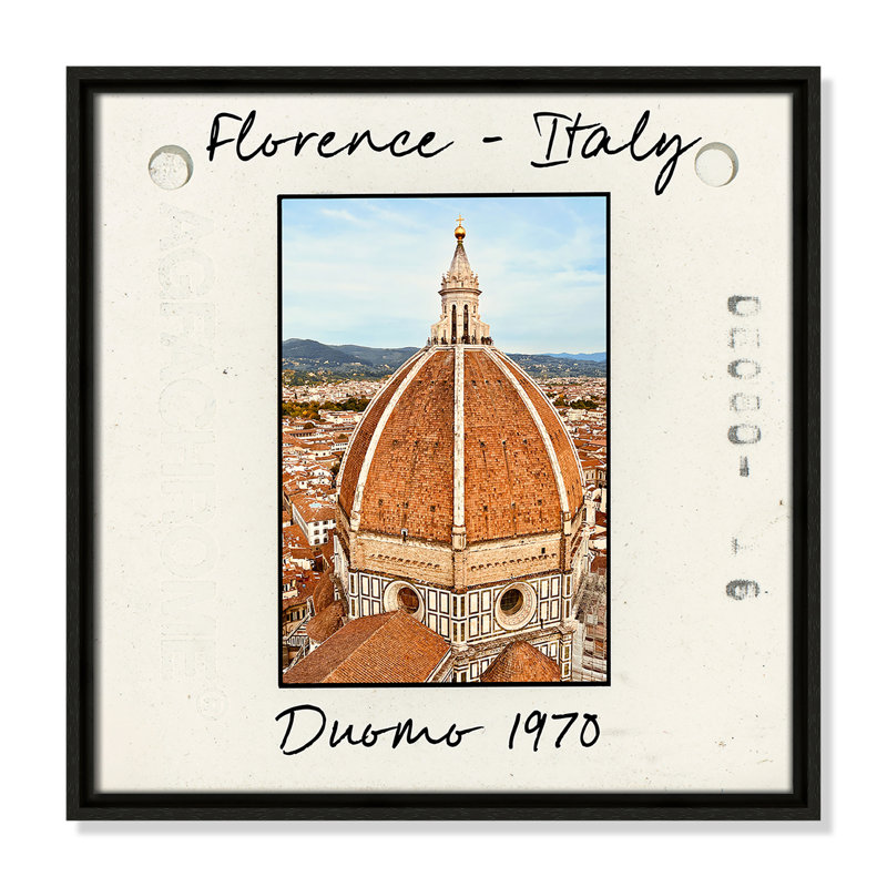 Florence Florence - Reproduction Duomo par Susan Jill, Toile encadrée flottante espresso, H 17,5 po x l 17,5 po x P 2 po