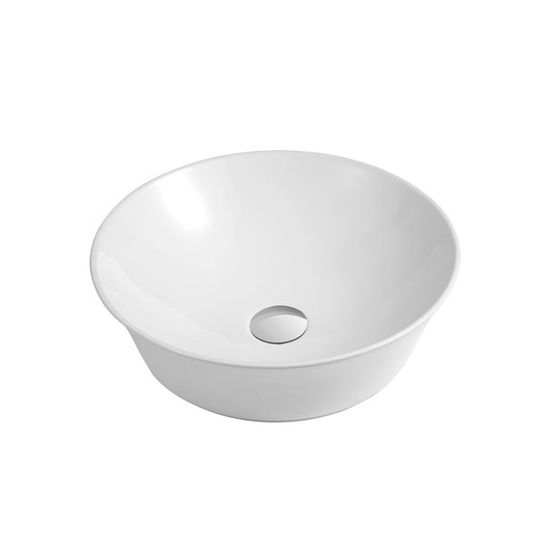 Lavabo vasque rond en céramique DAX blanc mat (16,5 po de diamètre)