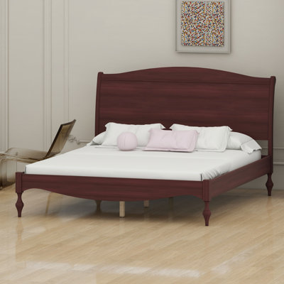 Vintage Platform Bed Frame with Traditional Arched Headboard
