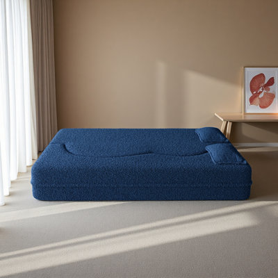 Canapé-lit moderne avec 2 coussins, canapé-lit convertible en tissu rembourré de mousse, matelas pliant double de 15 po pour le salon, le lit d'invité, la salle de jeux, aucun assemblage requis