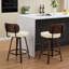 Mid Mid Modern, tabourets de bar pivotants en similicuir de 26 po avec dossier et pieds en noyer, ergonomique, pivotant à 360 °, similicuir beige de salle à manger, repose-pieds en métal, îlot de cuisine-6696021