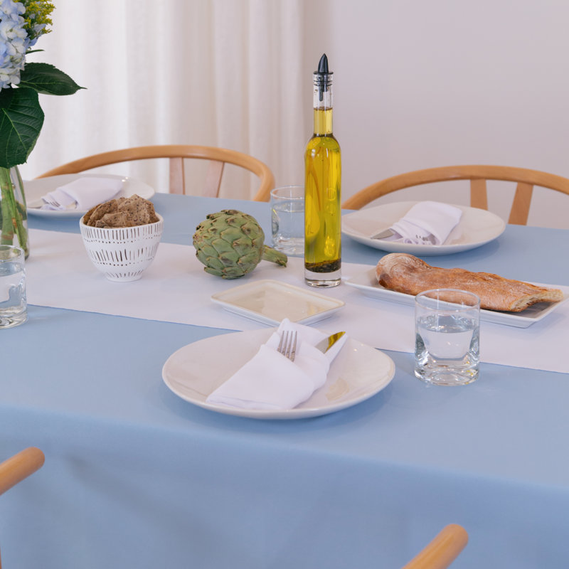 Rectangular Stain-Resistant Polyester Tablecloth - Basics by Wayfair™, Light Blue, 102" x 60"