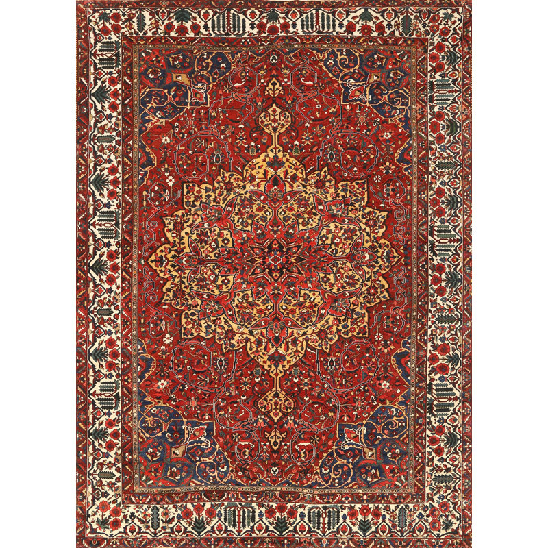 Tapis traditionnel rouge / brun Lapathos, Rectangle 4 pi x 6 pi