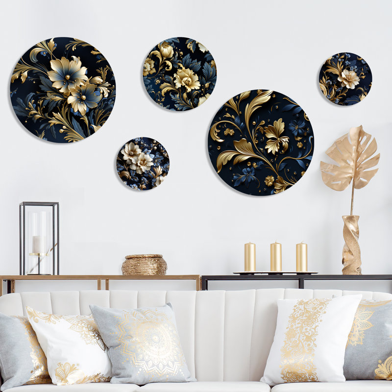 Jolie - Ensemble d'art mural rond damassé bohémien de 5