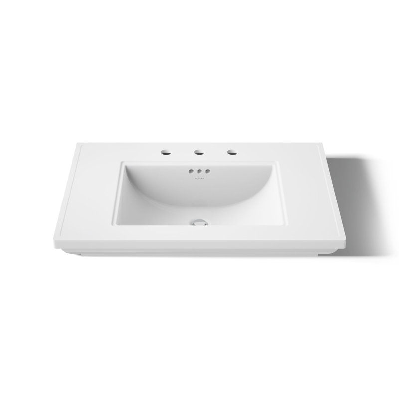 Memoirs Stately Pedestal/Console Table Bathroom Sink Basin with Single Faucet-hole Drilling, White, 8" Centers