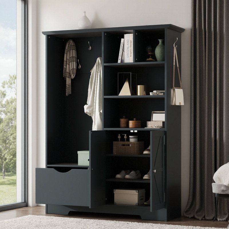Banc de vestibule multifonctionnel avec rangement Timeless, Bleu antique
