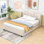 Grand lit plateforme tapissier 2 tiroirs avec tête de lit à oreilles et gigogne simple-1023916996