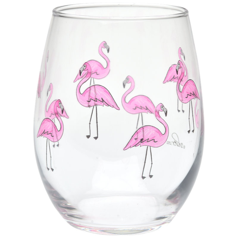Culver Flamingos 15 oz. Stemless Wine Glass