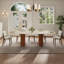 63-94.5" Modern Extendable Retangular Dining Table For 4-10, Sintered Stone Table Top, With Brown Wood Double Base-1273867681