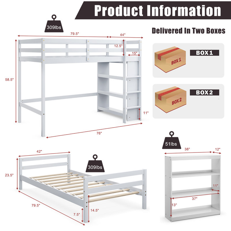 Emeteria Kids Twin Over Twin Bunk Bed, White