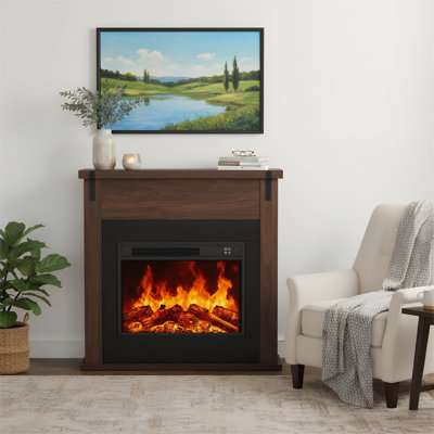 36" Freestanding Electric Fireplace With Mantel